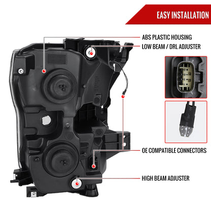 2015-2017 Ford F-150 LED Bar Projector Headlights - RS (Black Housing/Smoked Lens)