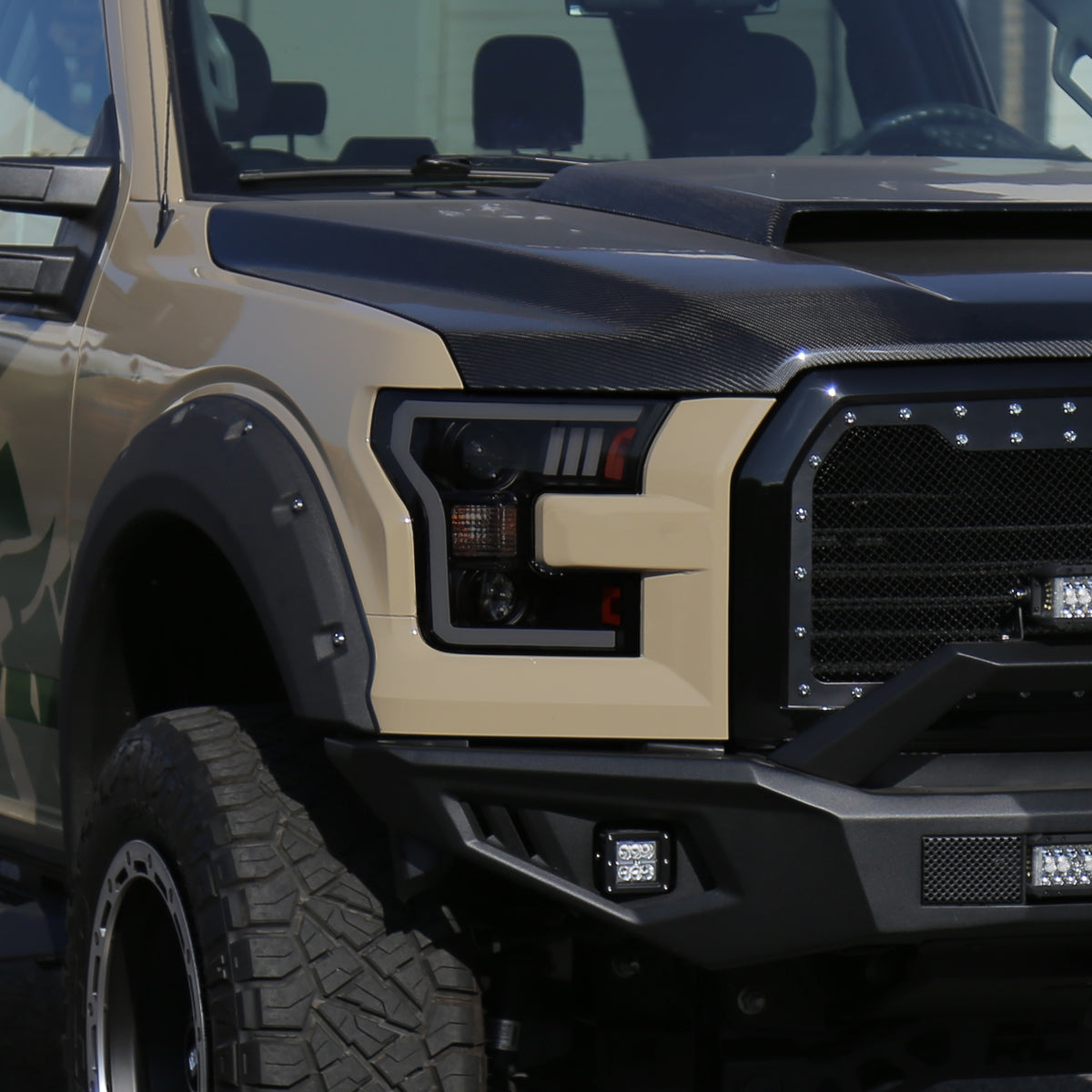 2015-2017 Ford F-150 LED Bar Projector Headlights - RS (Black Housing/Smoked Lens)