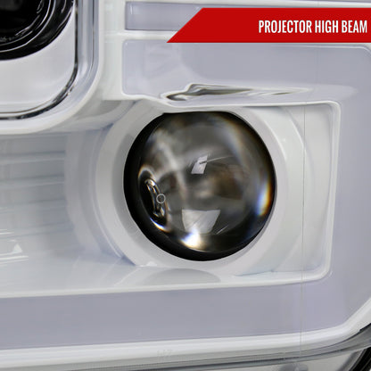 2015-2017 Ford F-150 LED Bar Projector Headlights w/ Switchback Sequential Turn Signals (White Housing / Clear Lens)