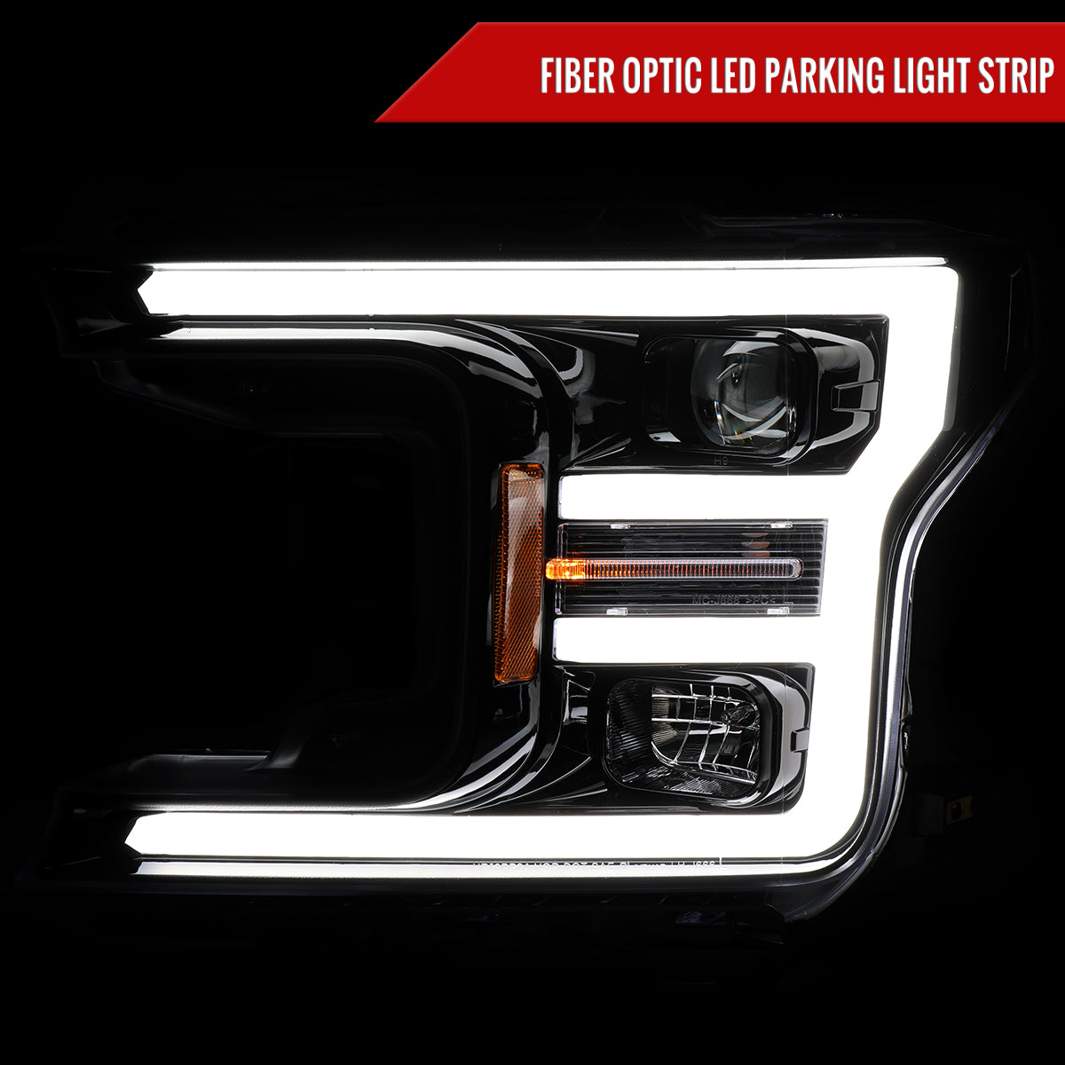 2018-2020 Ford F-150 LED C-Bar Projector Headlights (Glossy Black Housing / Clear Lens)