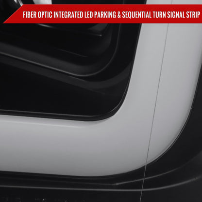 2018-2020 Ford F-150 LED C-Bar Projector Headlights w/ Switchback Sequential Turn Signal Lights (Matte Black Housing / Clear Lens)
