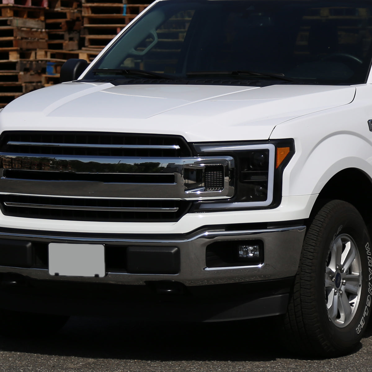2018-2020 Ford F-150 LED C-Bar Projector Headlights w/ Switchback Sequential Turn Signal Lights (Matte Black Housing / Clear Lens)