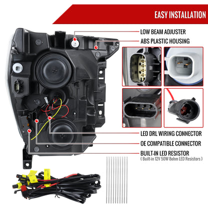 2021-2025 Ford F-150 Projector Headlight w/ Switchback Sequential Turn Signal LED Bar (Chrome Housing / Clear Lens)