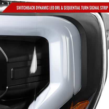 2021-2025 Ford F-150 Projector Headlight w/ Switchback Sequential Turn Signal LED Bar (Black Housing / Clear Lens)