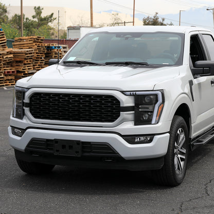 2021-2025 Ford F-150 Projector Headlight w/ Switchback Sequential Turn Signal LED Bar (Black Housing / Clear Lens)