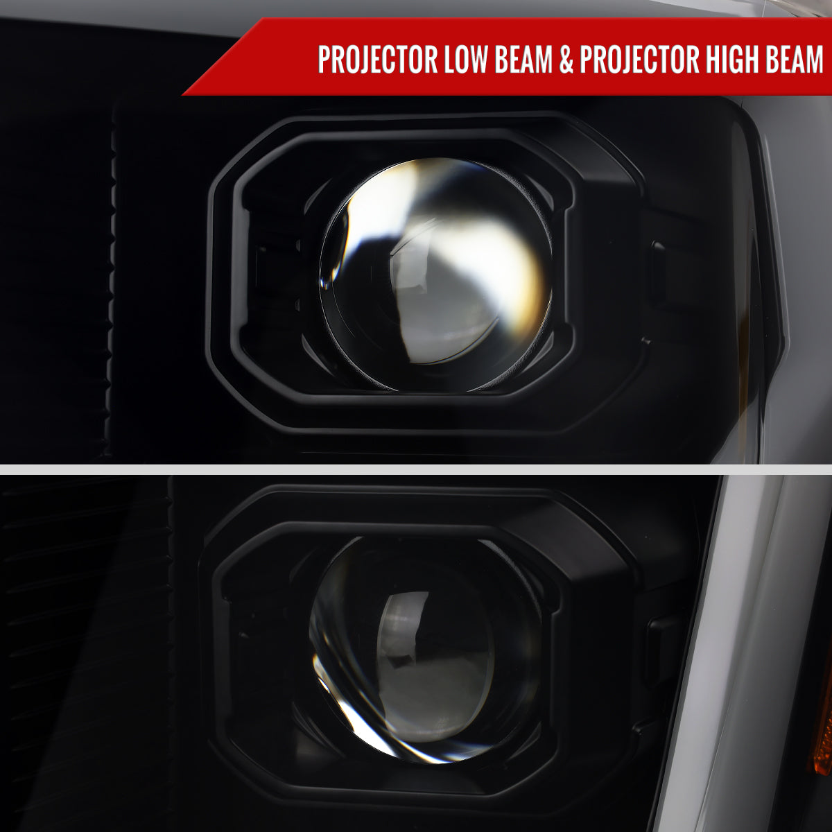 2021-2025 Ford F-150 Projector Headlight w/ Switchback Sequential Turn Signal LED Bar (Black Housing / Smoked Lens)
