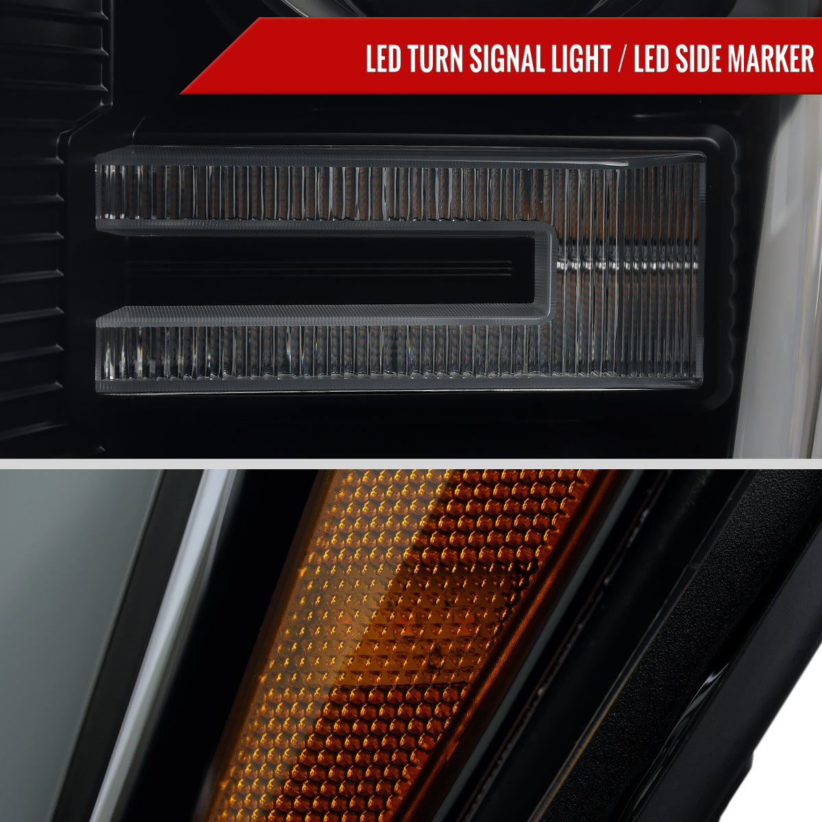 2021-2025 Ford F-150 Projector Headlight w/ Switchback Sequential Turn Signal LED Bar (Black Housing / Smoked Lens)