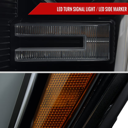 2021-2025 Ford F-150 Projector Headlight w/ Switchback Sequential Turn Signal LED Bar (Black Housing / Smoked Lens)