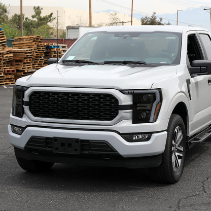 2021-2025 Ford F-150 Projector Headlight w/ Switchback Sequential Turn Signal LED Bar (Black Housing / Smoked Lens)
