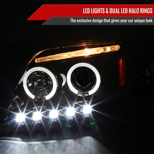 1997-2004 Ford F-150 / 1997-2002 Expedition Dual Halo Projector Headlights (Glossy Black Housing/Smoked Lens)