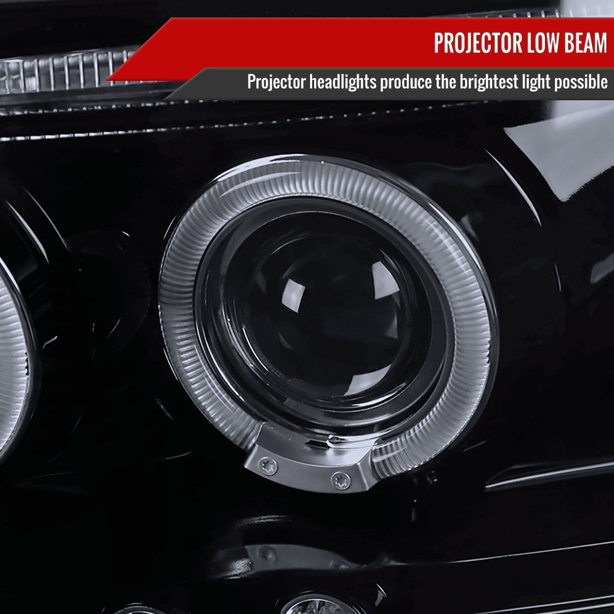 1997-2004 Ford F-150 / 1997-2002 Expedition Dual Halo Projector Headlights (Glossy Black Housing/Smoked Lens)