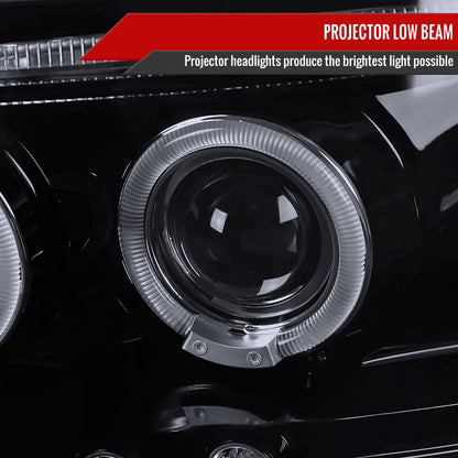 1997-2004 Ford F-150 / 1997-2002 Expedition Dual Halo Projector Headlights (Glossy Black Housing/Smoked Lens)