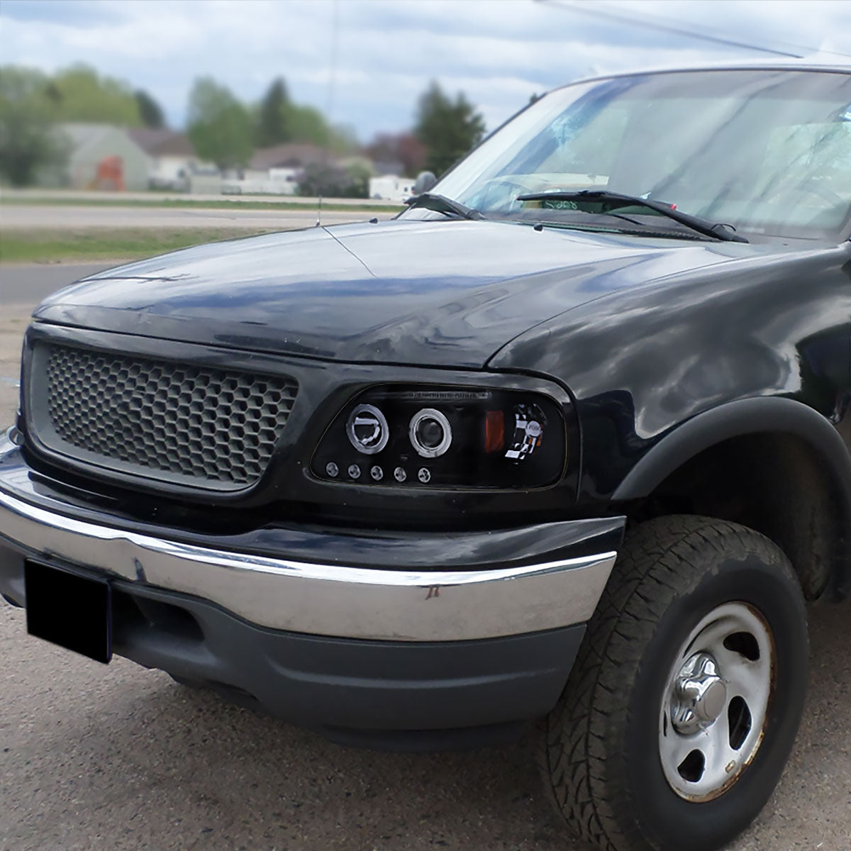 1997-2004 Ford F-150 / 1997-2002 Expedition Dual Halo Projector Headlights (Glossy Black Housing/Smoked Lens)