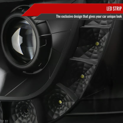 1997-2004 Ford F-150 / 1997-2002 Expedition Projector Headlights w/ SMD LED Light Strip (Matte Black Housing/Clear Lens)