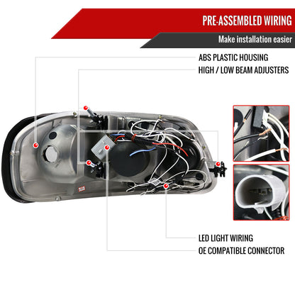 1997-2004 Ford F-150 / 1997-2002 Expedition Dual Halo Projector Headlights (Matte Black Housing/Clear Lens)