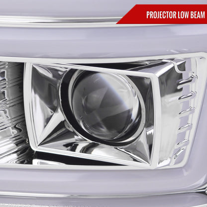 2008-2010 Ford F-250/F-350/F-450/F-550 LED Sequential Turn Signal Bar Projector Headlights (Chrome Housing/Clear Lens)