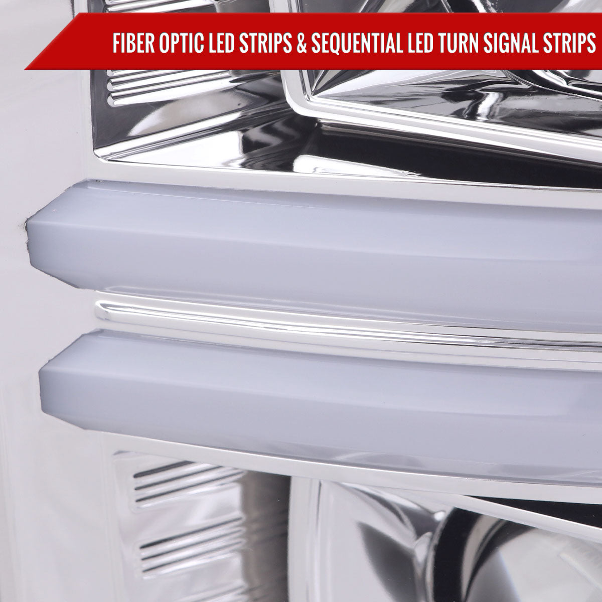 2008-2010 Ford F-250/F-350/F-450/F-550 LED Sequential Turn Signal Bar Projector Headlights (Chrome Housing/Clear Lens)