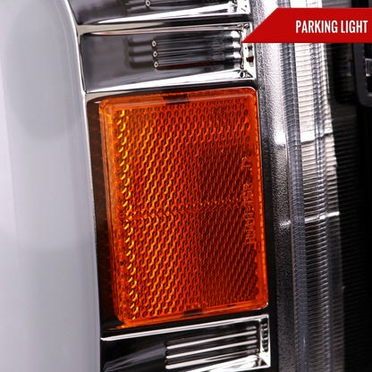 2008-2010 Ford F-250/F-350/F-450/F-550 LED Sequential Turn Signal Bar Projector Headlights (Chrome Housing/Clear Lens)