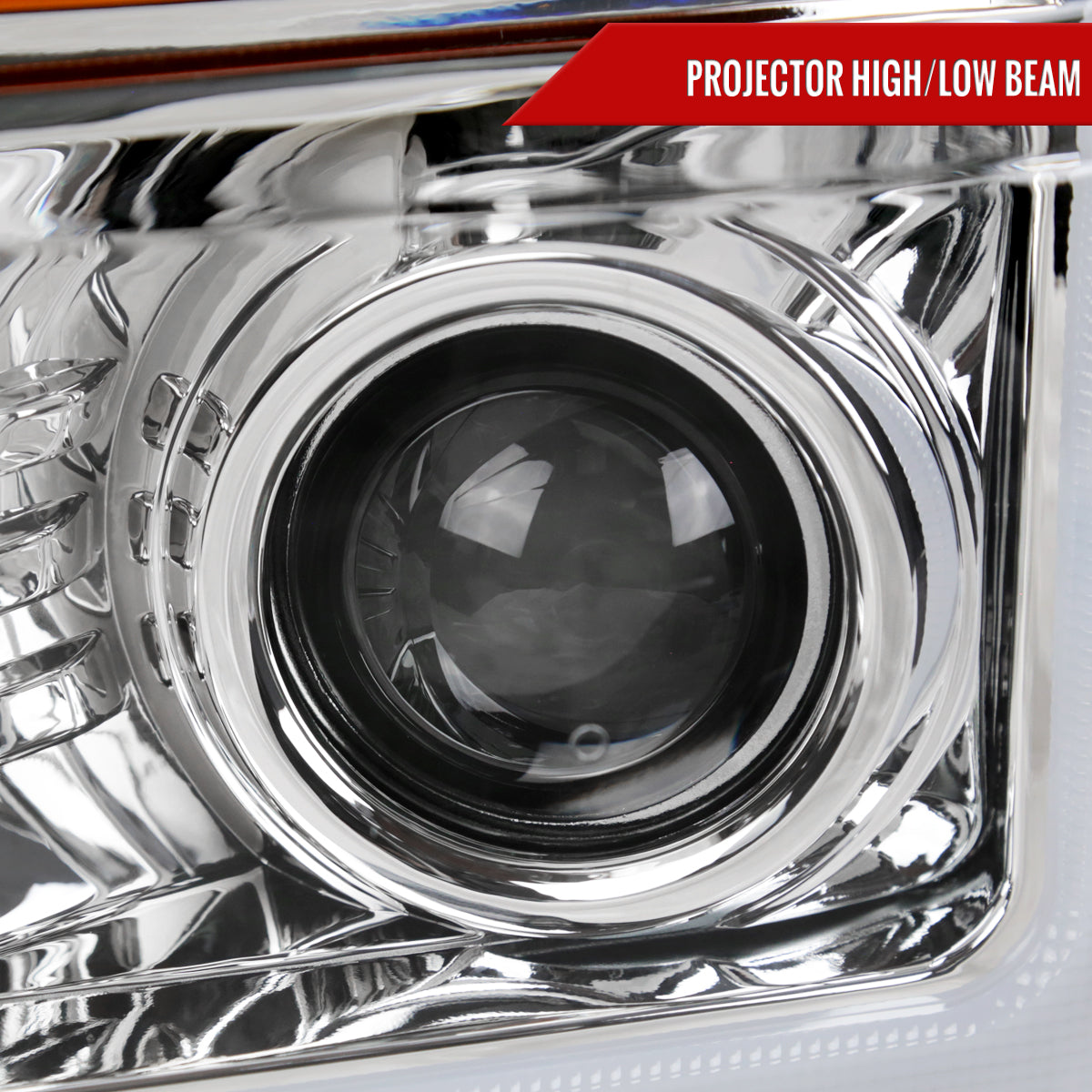 2008-2010 Ford F-250/F-350/F-450/F-550 Super Duty Projector Headlights w/ LED Sequential Turn Signal (Chrome Housing/Clear Lens)