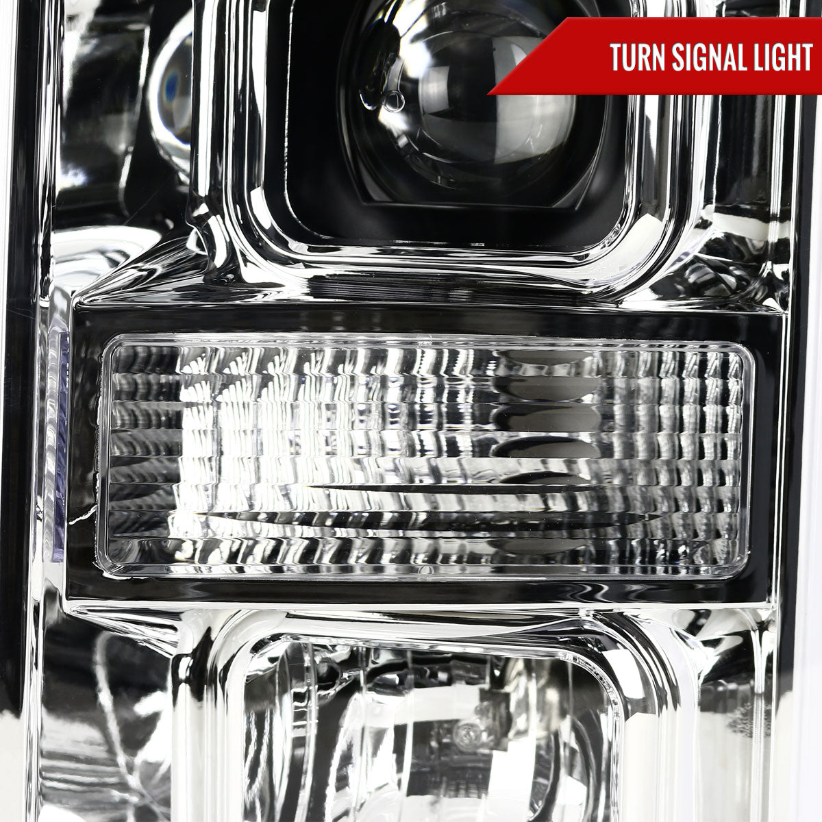 2008-2010 Ford F-250 F-350 F-450 LED C-Bar Projector Headlight (Chrome Housing/Clear Lens)