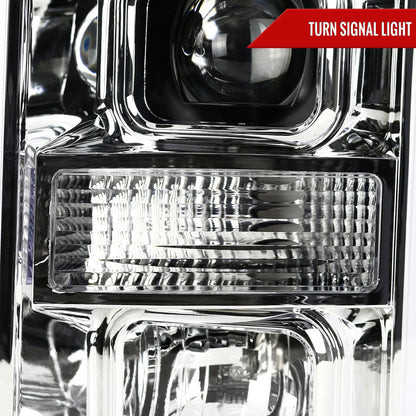 2008-2010 Ford F-250 F-350 F-450 LED C-Bar Projector Headlight (Chrome Housing/Clear Lens)