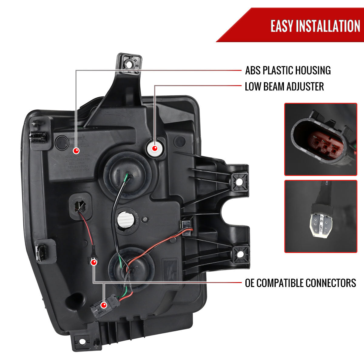 2008-2010 Ford F-250 F-350 F-450 LED C-Bar Projector Headlight (Chrome Housing/Clear Lens)