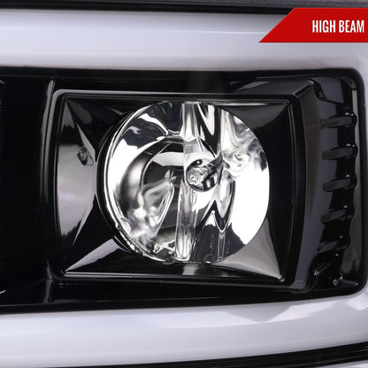 2008-2010 Ford F-250/F-350/F-450/F-550 LED Sequential Turn Signal Bar Projector Headlights (Jet Black Housing/Clear Lens)