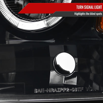 2008-2010 Ford F-250 F-350 F-450 SMD Dual Halo Projector Headlights (Jet Black Housing/Clear Lens)