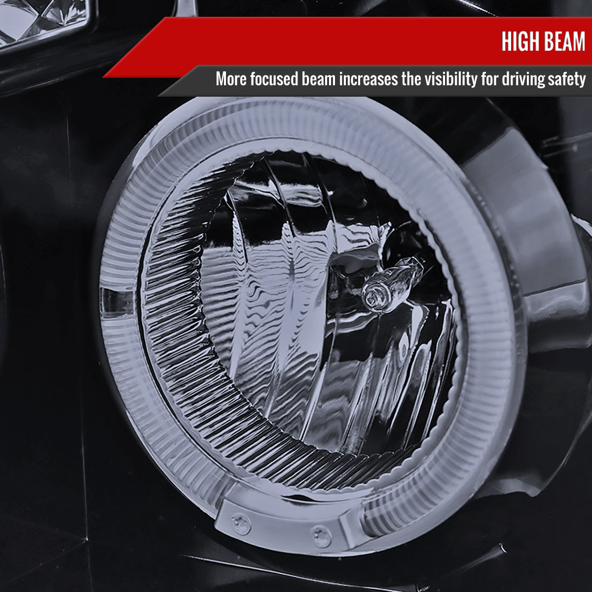 2008-2010 Ford F-250 F-350 F-450 Dual Halo Projector Headlights (Glossy Black Housing/Smoked Lens)