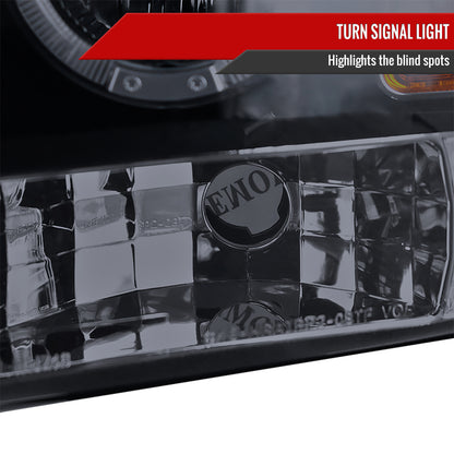 2008-2010 Ford F-250 F-350 F-450 Dual Halo Projector Headlights (Glossy Black Housing/Smoked Lens)