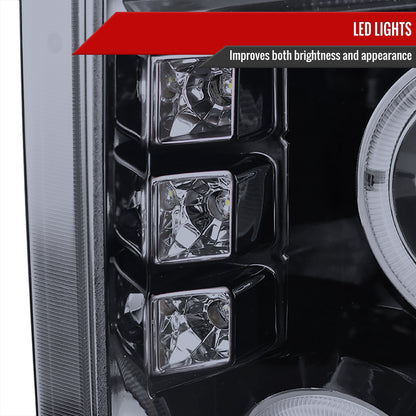 2008-2010 Ford F-250 F-350 F-450 Dual Halo Projector Headlights (Glossy Black Housing/Smoked Lens)