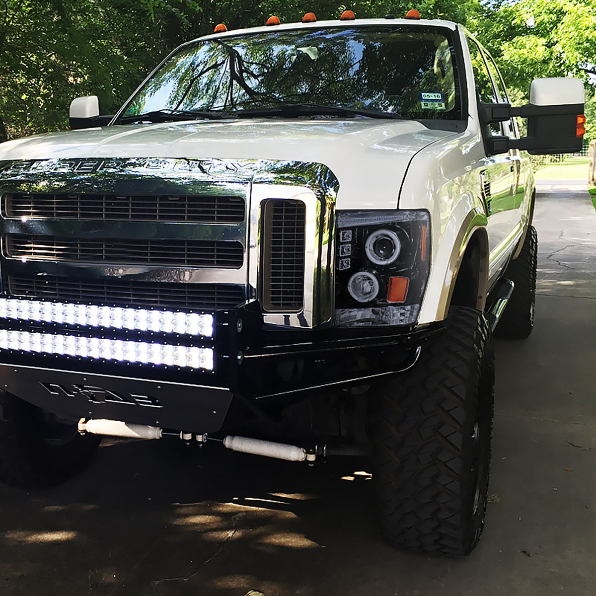 2008-2010 Ford F-250 F-350 F-450 Dual Halo Projector Headlights (Glossy Black Housing/Smoked Lens)