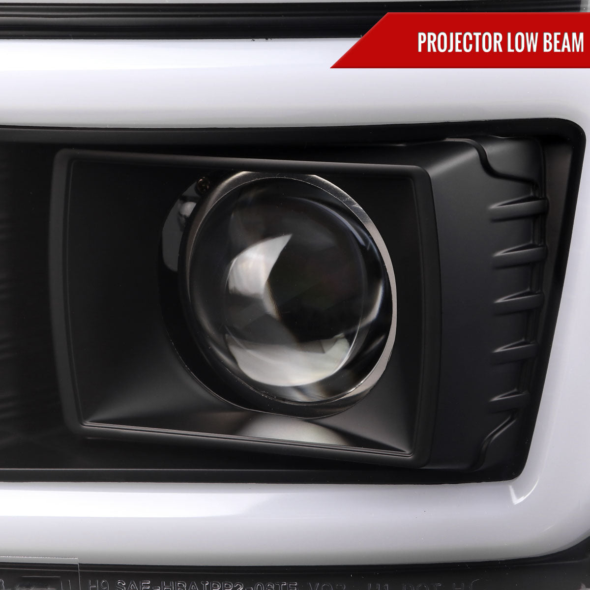 2008-2010 Ford F-250/F-350/F-450/F-550 LED Sequential Turn Signal Bar Projector Headlights (Matte Black Housing/Clear Lens)