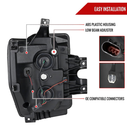 2008-2010 Ford F-250 F-350 F-450 LED C-Bar Projector Headlight (Black Housing/Smoked Lens)