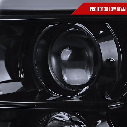 2011-2016 F-250/F-350/F-450/F-550 LED C-Bar Projector Headlights (Glossy Black Housing/Smoked Lens)