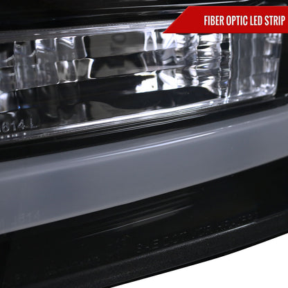 2011-2016 F-250/F-350/F-450/F-550 LED C-Bar Projector Headlights (Glossy Black Housing/Smoked Lens)