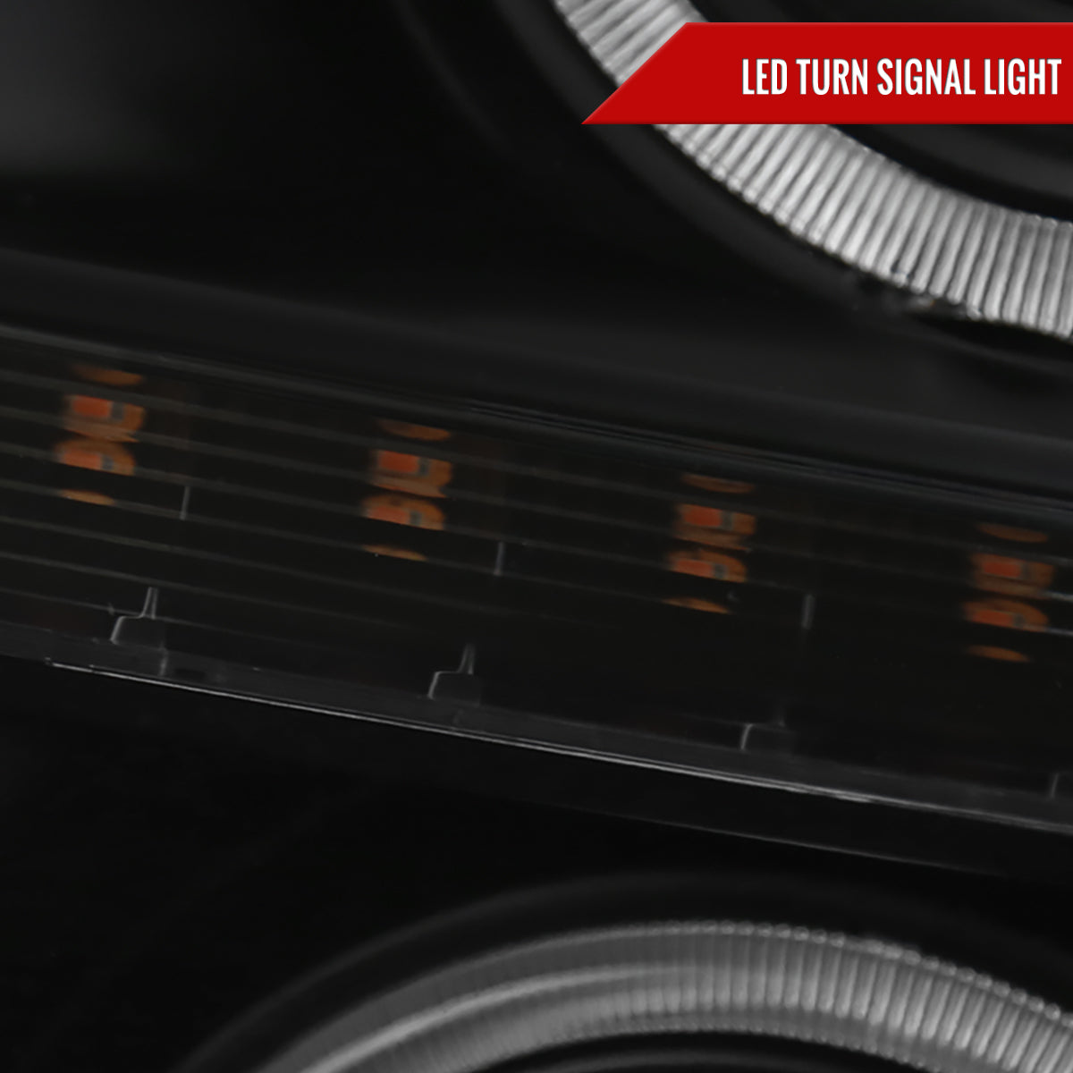 2011-2016 F-250 F-350 F-450 F-550 Dual Halo Projector Headlights w/ LED Turn Signal Lights (Matte Black Housing/Clear Lens)