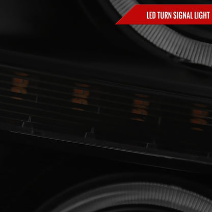 2011-2016 F-250 F-350 F-450 F-550 Dual Halo Projector Headlights w/ LED Turn Signal Lights (Black Housing/Smoked Lens)