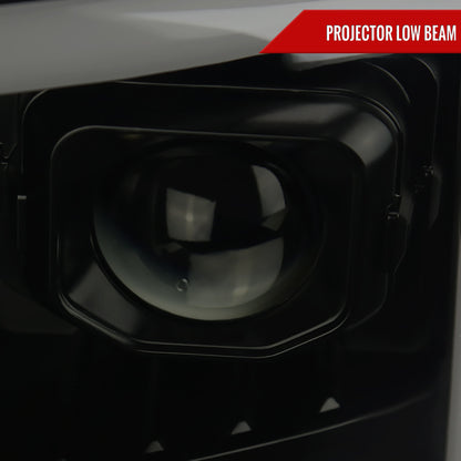 2011-2016 Ford F-250 F-350 F-450 F-550 Switchback Sequential LED C-Bar Projector Headlights (Black Housing/Smoked Lens)