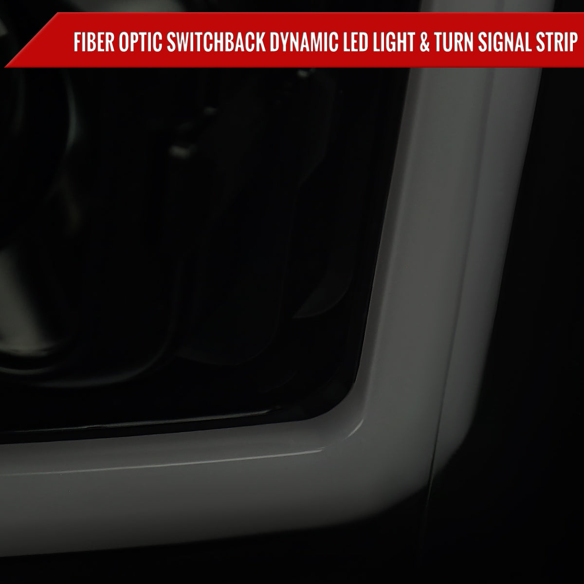 2011-2016 Ford F-250 F-350 F-450 F-550 Switchback Sequential LED C-Bar Projector Headlights (Black Housing/Smoked Lens)