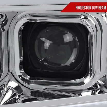 2017-2019 Ford F-250 F-350 F-450 F-550 LED C-Bar Projector Headlights w/ Switchback Sequential Turn Signals (Chrome Housing/Clear Lens)