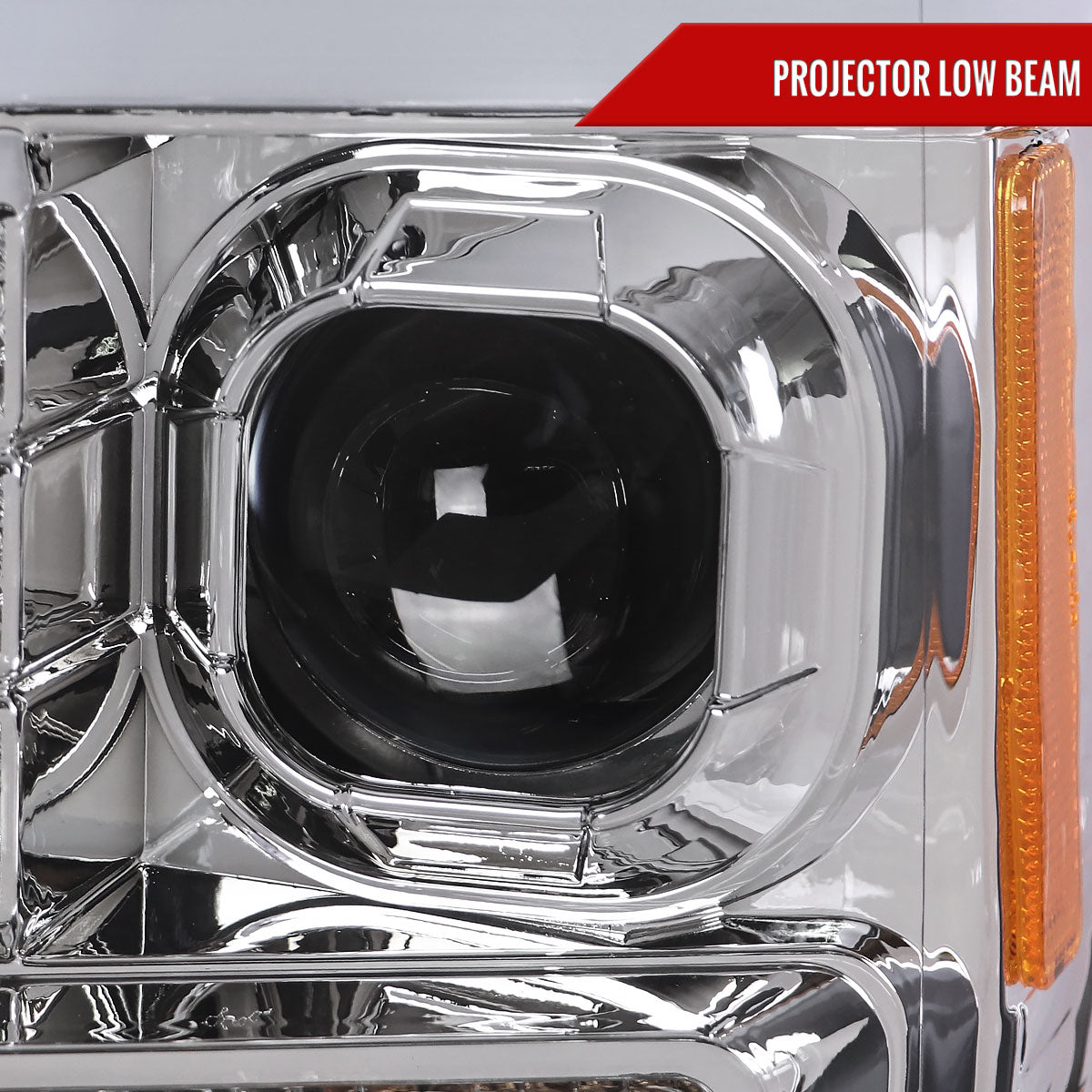 2017-2019 Ford F-250 F-350 F-450 F-550 Switchback LED C-Bar Projector Headlights (Chrome Housing/Clear Lens)