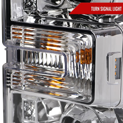2017-2019 Ford F-250 F-350 F-450 F-550 Switchback LED C-Bar Projector Headlights (Chrome Housing/Clear Lens)