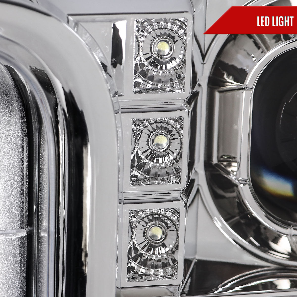 2017-2019 Ford F-250 F-350 F-450 F-550 Switchback LED C-Bar Projector Headlights (Chrome Housing/Clear Lens)