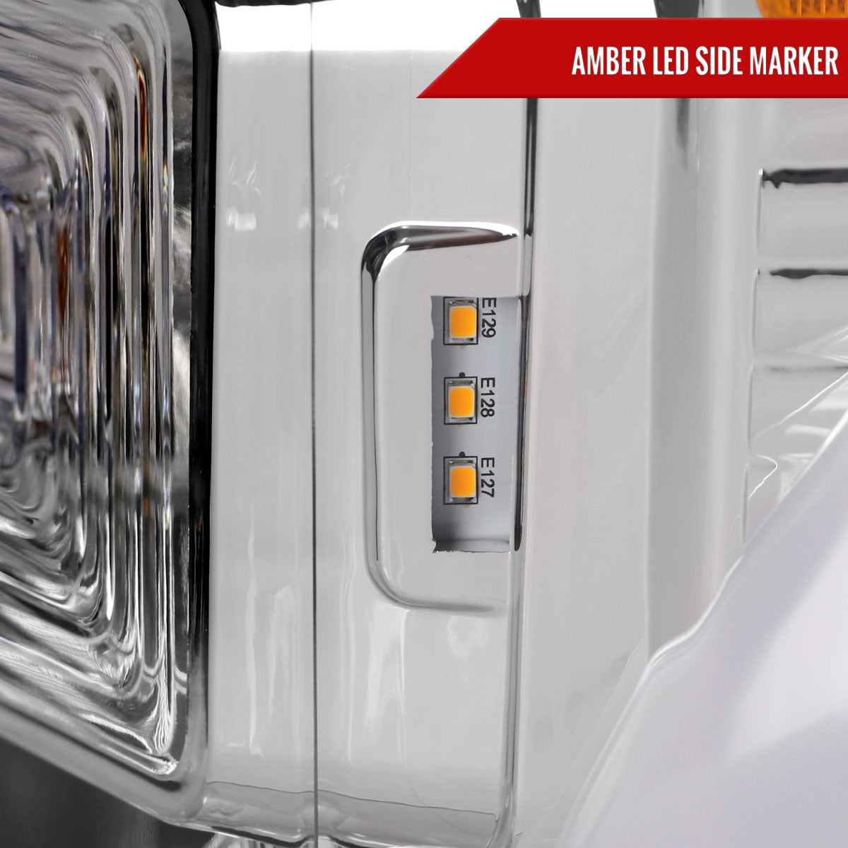 2017-2019 Ford F-250 F-350 F-450 F-550 Switchback LED C-Bar Projector Headlights (Chrome Housing/Clear Lens)