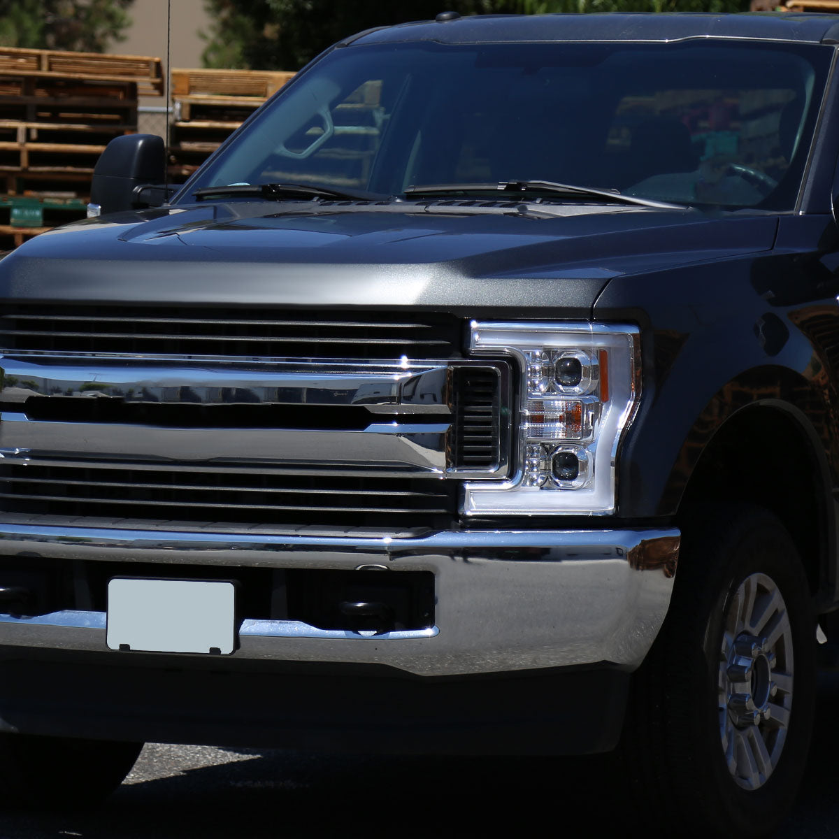 2017-2019 Ford F-250 F-350 F-450 F-550 Switchback LED C-Bar Projector Headlights (Chrome Housing/Clear Lens)