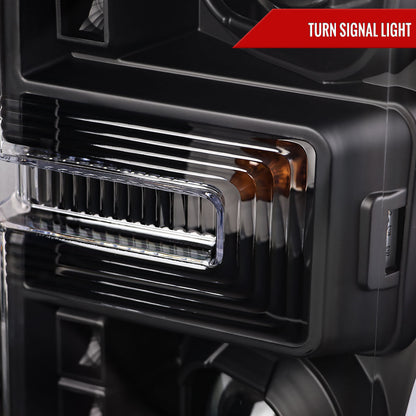 2017-2019 Ford F-250 F-350 F-450 F-550 Switchback LED C-Bar Projector Headlights (Matte Black Housing/Clear Lens)