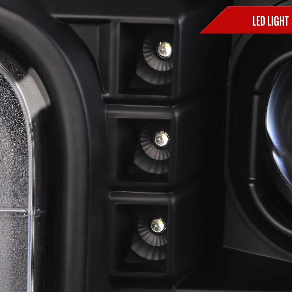 2017-2019 Ford F-250 F-350 F-450 F-550 Switchback LED C-Bar Projector Headlights (Matte Black Housing/Clear Lens)