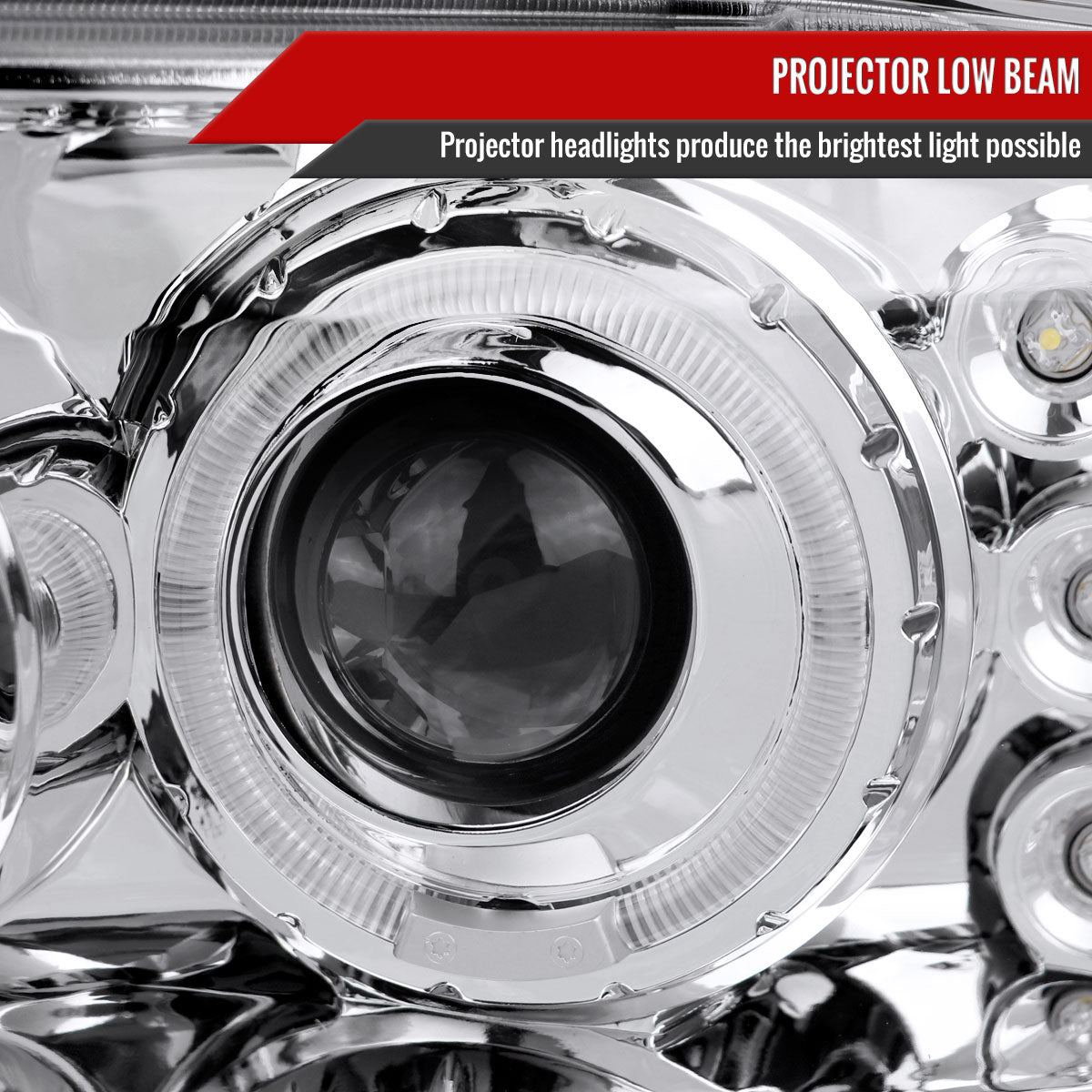 1999-2004 Ford Excursion F-250 F-350 F-450 F-550 Dual Halo Projector Headlights (Chrome Housing/Clear Lens)