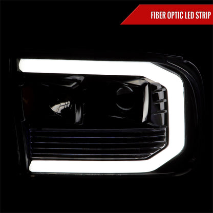1999-2004 Ford F-250/F-350/F-450/F-550 /2000-2004 Ford Excursion LED Bar Projector Headlights (Jet Black Housing/Clear Lens)